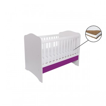 Patut VESSANTI Como fara sertar - Alb cu Violet + Saltea Cocos 7 cm Patut VESSANTI Como fara sertar - Alb cu Violet + Saltea Cocos 7 cm