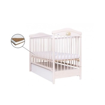 Patut Drewex Hippo cu sertar - Alb + Saltea Cocos 8 Cm Patut Drewex Hippo cu sertar - Alb + Saltea Cocos 8 Cm