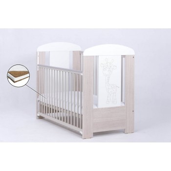 Patut Drewex Giraffe Culisant - Natur cu Alb + Saltea Cocos 8 Cm Patut Drewex Giraffe Culisant - Natur cu Alb + Saltea Cocos 8 Cm