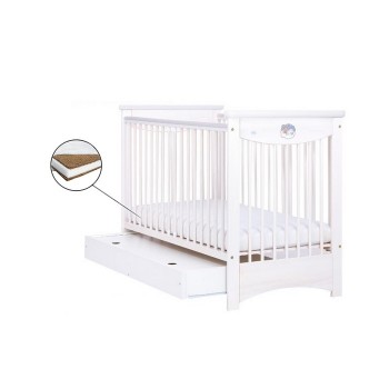 Patut Drewex Laura cu sertar - Alb + Saltea Cocos 10 Cm Patut Drewex Laura cu sertar - Alb + Saltea Cocos 10 Cm