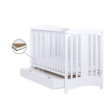 Patut Drewex Natalia cu sertar - Alb + Saltea Cocos 10 Cm Patut Drewex Natalia cu sertar - Alb + Saltea Cocos 10 Cm