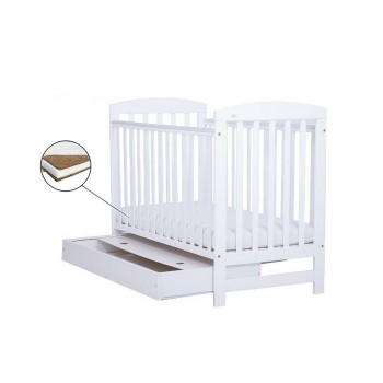 Patut Drewex Olek cu sertar - Alb + Saltea Cocos 10 Cm Patut Drewex Olek cu sertar - Alb + Saltea Cocos 10 Cm