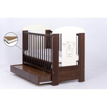 Patut Drewex Bear cu sertar - Wenge + Saltea Cocos 10 Cm Patut Drewex Bear cu sertar - Wenge + Saltea Cocos 10 Cm