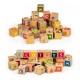 Cuburi educationale din lemn cu litere, cifre si imagini Ecotoys HM014520