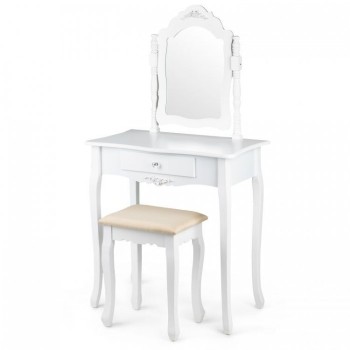 Masuta de machiaj cu oglinda si scaun ModernHome FH-DT0555