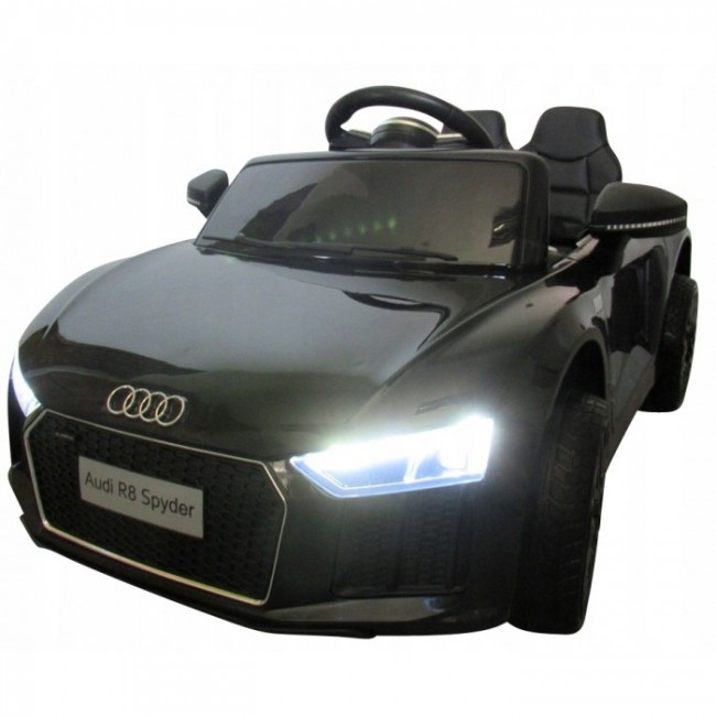 Masinuta electrica cu telecomanda, roti EVA, scaun piele Audi R8 R-Sport - Negru