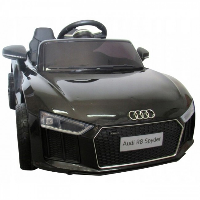 Masinuta electrica cu telecomanda, roti EVA, scaun piele Audi R8 R-Sport - Negru