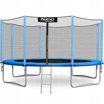 Trambulina de gradina cu plasa exterioara, stalpi si scara 435 cm (14FT) Neo-Sport NS-14Z181 - Albastru