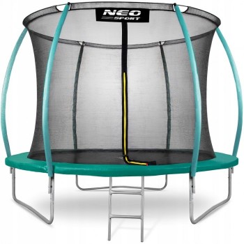 Trambulina de gradina cu plasa interioara, stalpi si scara 252 cm (8FT) Neo-Sport NS-08C181 - Verde