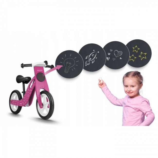 Bicicleta fara pedale din lemn cu roti din spuma EVA Ricokids RC-614 - Roz