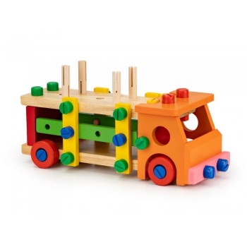 Masinuta cu blocuri din lemn, 58 elemente Ecotoys MB197 Masinuta cu blocuri din lemn, 58 elemente Ecotoys MB197
