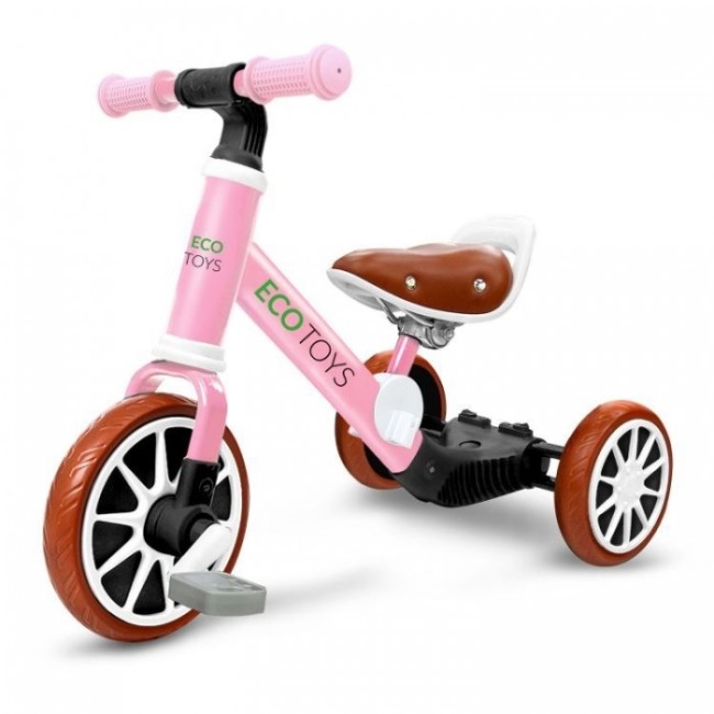Bicicleta de echilibru 3 in 1 cu pedale pentru copii Ecotoys LC-V1322 - Roz - Resigilat