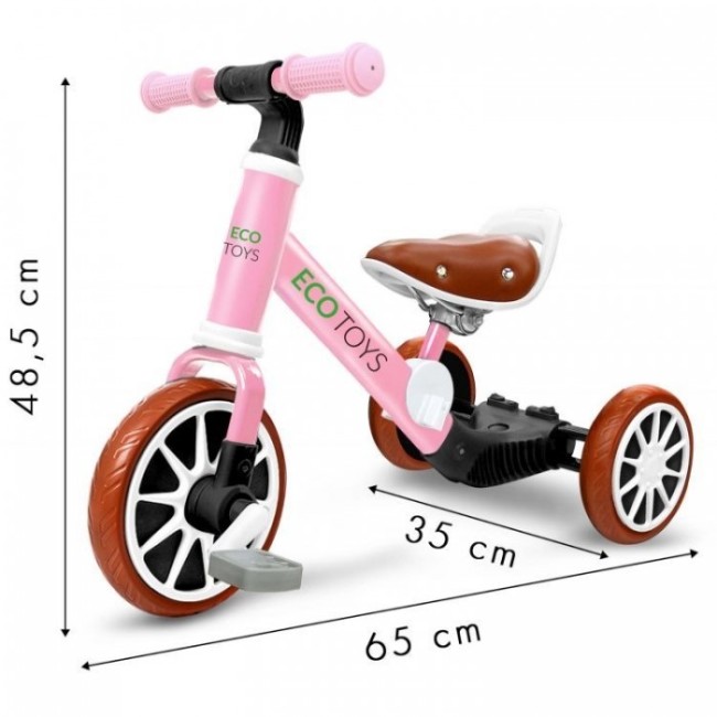 Bicicleta de echilibru 3 in 1 cu pedale pentru copii Ecotoys LC-V1322 - Roz - Resigilat