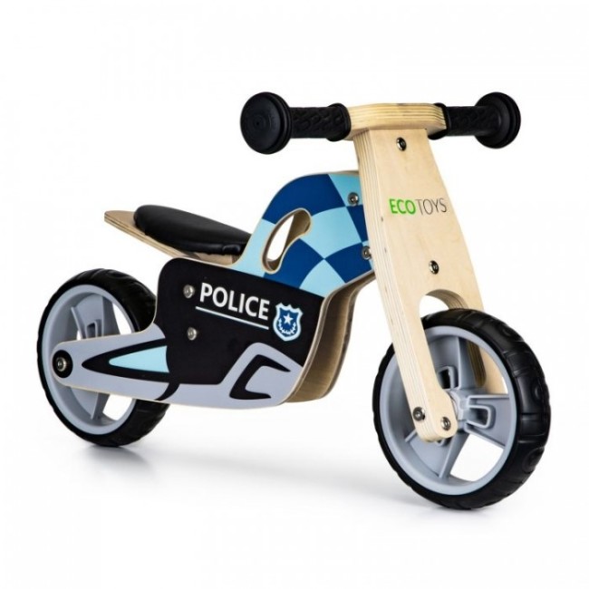 Bicicleta de echilibru din lemn cu roti EVA Ecotoys LC-V1330 - Politie