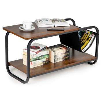 Masuta de cafea moderna pe 2 nivele si loc pentru reviste, ModernHome YLT-1502-02P - Maro Masuta de cafea moderna pe 2 nivele si loc pentru reviste, ModernHome YLT-1502-02P - Maro