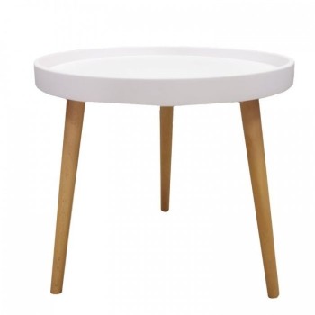 Masuta de cafea/noptiera scandinava cu 3 picioare din lemn, blat rotund 50 cm, ModernHome VVCF-3S - Alb Masuta de cafea/noptiera scandinava cu 3 picioare din lemn, blat rotund 50 cm, ModernHome VVCF-3S - Alb