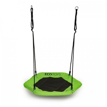 Leagan pentru copii hexagonal, tip cuib de barza, suspendat, Ecotoys MIR6023 - Verde Leagan pentru copii hexagonal, tip cuib de barza, suspendat, Ecotoys MIR6023 - Verde