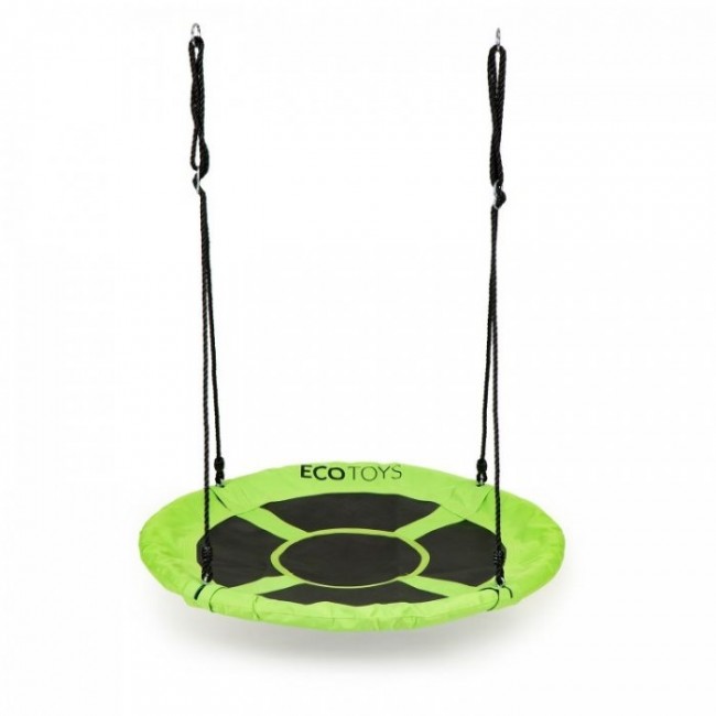 Leagan pentru copii rotund, tip cuib de barza, suspendat, 100 cm, Ecotoys MIR6001 - Verde