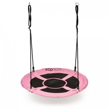 Leagan pentru copii rotund, tip cuib de barza, suspendat, 100 cm, Ecotoys MIR6001 - Roz Leagan pentru copii rotund, tip cuib de barza, suspendat, 100 cm, Ecotoys MIR6001 - Roz