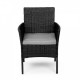 Set mobilier de gradina cu 3 piese cu perne, 2 scaune si o masuta de cafea cu sticla, poliratan, ModernHome XS-RTS023, Negru