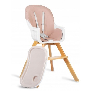 Scaun de masa 3 in 1, cu picioare din lemn, 63 x 58 x 90 cm, Ricokids Lilo 700203 - Roz