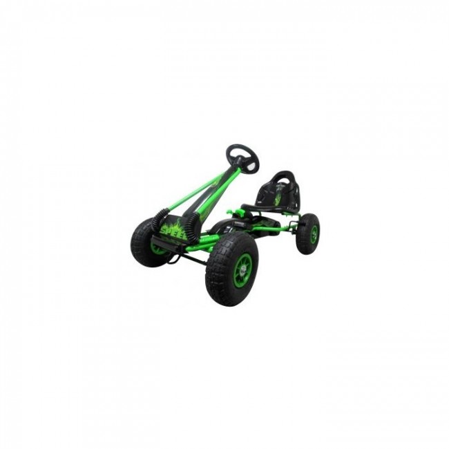 Kart cu pedale Gokart, 3-6 Ani, roti pneumatice din cauciuc, frana de mana, G3 R-Sport - Verde