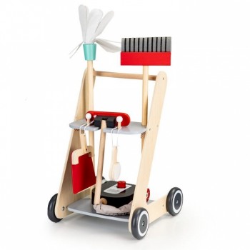 Antemergator din lemn XXL cu aspirator si elemente pentru curatenie Ecotoys 4404 Antemergator din lemn XXL cu aspirator si elemente pentru curatenie Ecotoys 4404