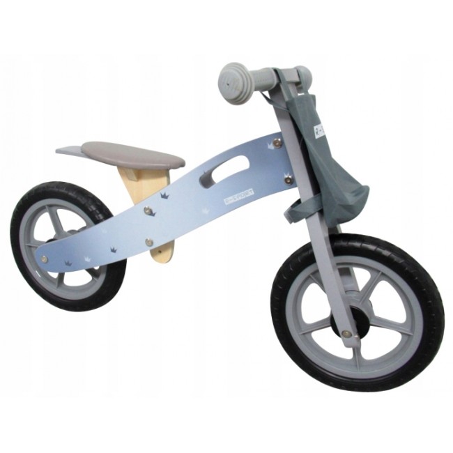 Bicicleta fara pedale din lemn cu roti din spuma EVA R10 R-Sport - Gri