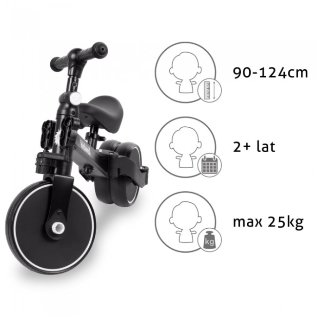 Tricicleta cu pedale 3 in 1 Kidwell Pico Black - Resigilat (urme de montaj)