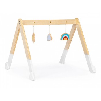Bara educativa din lemn pentru copii cu 3 jucarii, Ecotoys CA12231 Bara educativa din lemn pentru copii cu 3 jucarii, Ecotoys CA12231