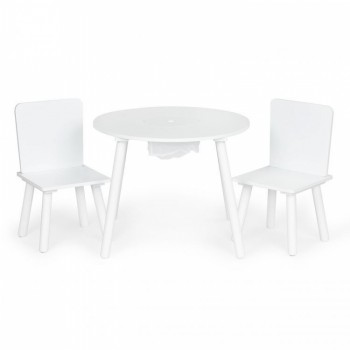 Set de masa cu doua scaune pentru copii si loc de depozitare jucarii Ecotoys WH135 - Alb Set de masa cu doua scaune pentru copii si loc de depozitare jucarii Ecotoys WH135 - Alb