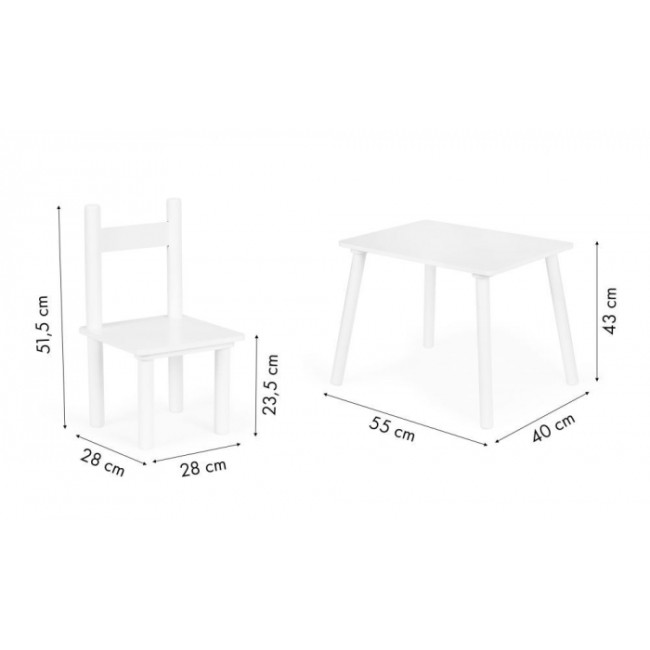 Set de masa cu doua scaune pentru copii Ecotoys ESC-W-0288A - Alb