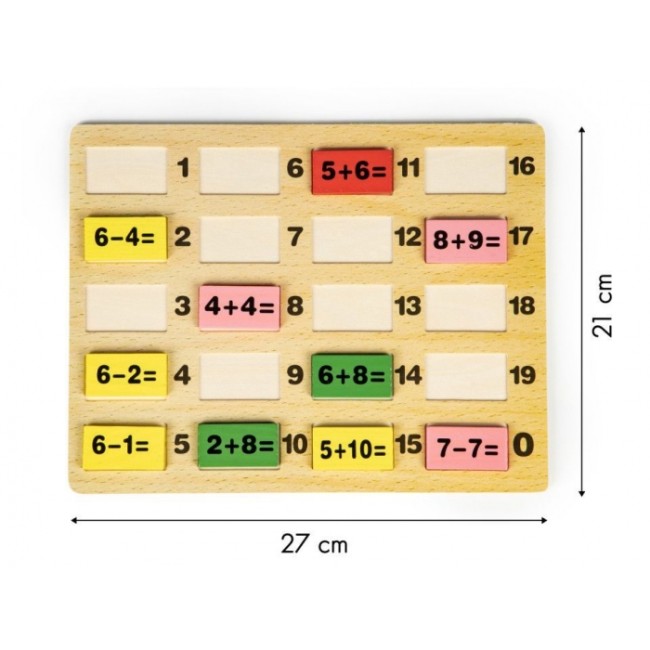 Piese tip domino cu calcule matematice si tabla Ecotoys MB386