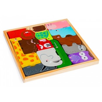Set cu 14 figurine in forma de animale din lemn Ecotoys 3002 Set cu 14 figurine in forma de animale din lemn Ecotoys 3002