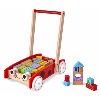 Antemergator din lemn + 40 de cuburi Ecotoys 2112 Buburuza Antemergator din lemn + 40 de cuburi Ecotoys 2112 Buburuza