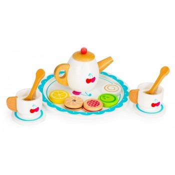Set cu 14 accesorii pentru ceai din lemn Ecotoys PH01A003 Set cu 14 accesorii pentru ceai din lemn Ecotoys PH01A003