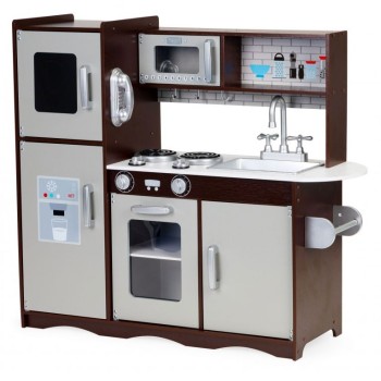 Bucatarie mare din lemn pentru copii cu accesorii Ecotoys 7266 Bucatarie mare din lemn pentru copii cu accesorii Ecotoys 7266