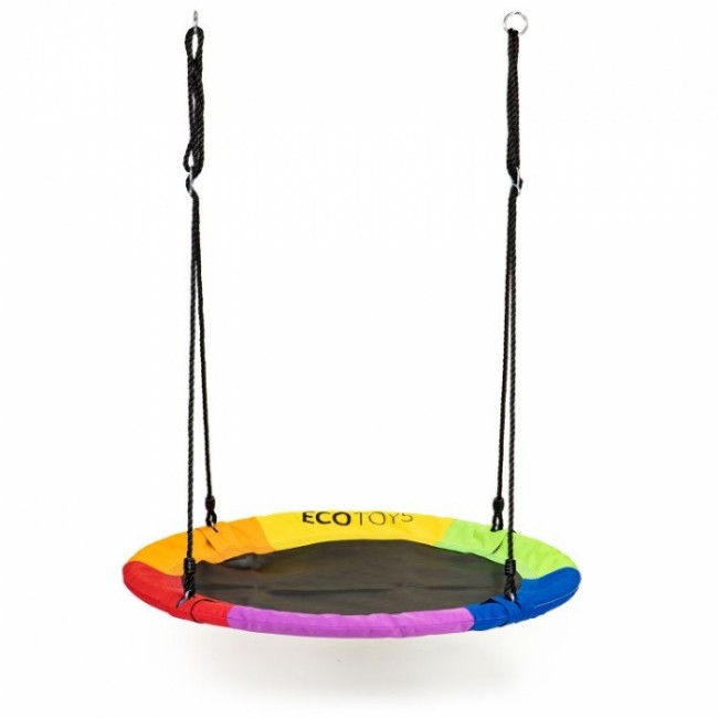 Leagan pentru copii rotund, tip cuib de barza, suspendat, 110 cm, Ecotoys MIR6001 - Multicolor