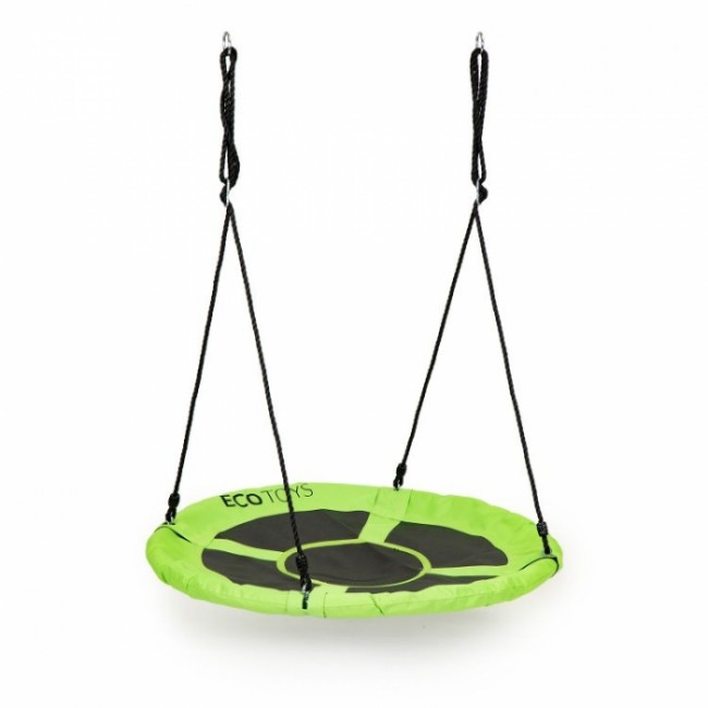 Leagan pentru copii rotund, tip cuib de barza, suspendat, 110 cm, Ecotoys MIR6001 - Verde
