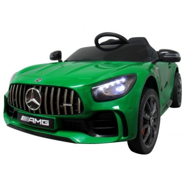 Masinuta electrica cu telecomanda, roti din spuma EVA si scaun din piele Mercedes GTR R-Sport - Verde