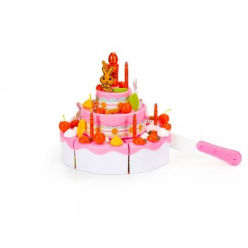 Set tort aniversar cu accesorii, 125 de elemente, Ecotoys HC441048 Set tort aniversar cu accesorii, 125 de elemente, Ecotoys HC441048