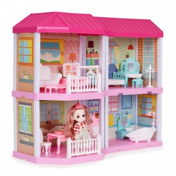 Casuta pentru papusi cu mobilier si LED-uri Ecotoys HC507651 Casuta pentru papusi cu mobilier si LED-uri Ecotoys HC507651