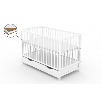 Patut cu sertar VESSANTI ARES - Alb + Saltea Cocos 10 cm Patut cu sertar VESSANTI ARES - Alb + Saltea Cocos 10 cm