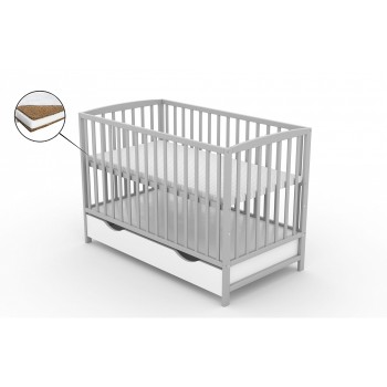 Patut cu sertar VESSANTI ARES - Gri + Saltea Cocos 8 cm Patut cu sertar VESSANTI ARES - Gri + Saltea Cocos 8 cm