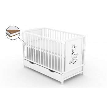 Patut cu sertar VESSANTI BERTA GIRAFA - Alb + Saltea Cocos 10 cm Patut cu sertar VESSANTI BERTA GIRAFA - Alb + Saltea Cocos 10 cm