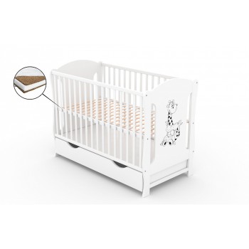 Patut cu sertar VESSANTI ZUZA - Alb + Saltea Cocos 10 cm