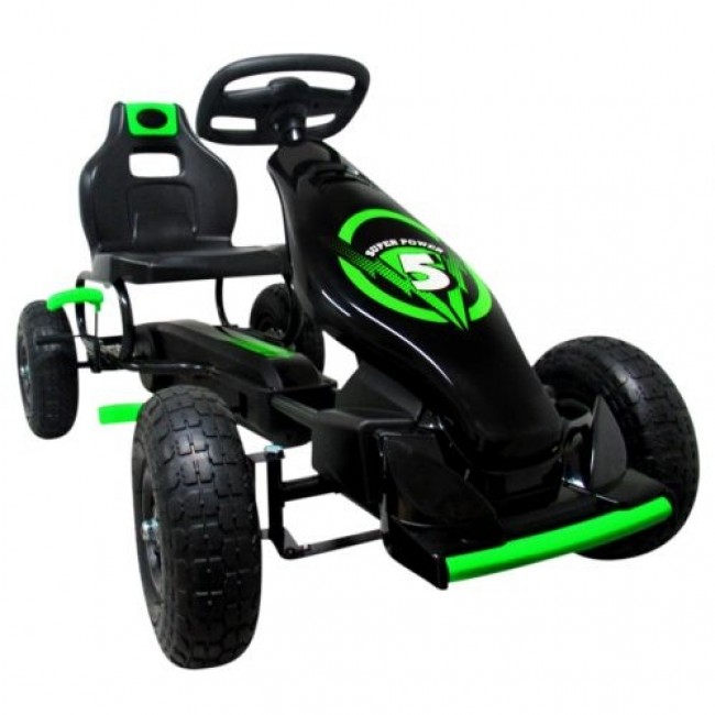 Kart cu pedale Gokart, 4-10 ani, roti gonflabile, G8 R-Sport - Verde