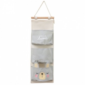 Organizator textil de perete cu 3 compartimente Ecotoys OR90WZ1 - Gri Organizator textil de perete cu 3 compartimente Ecotoys OR90WZ1 - Gri