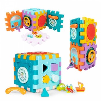 Cub interactiv 6 in 1 cu sunete si lumini Huanger HE0530 Cub interactiv 6 in 1 cu sunete si lumini Huanger HE0530