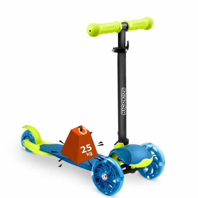 Trotineta cu roti cu LED Ricokids Loco 765105 - Albastru cu verde